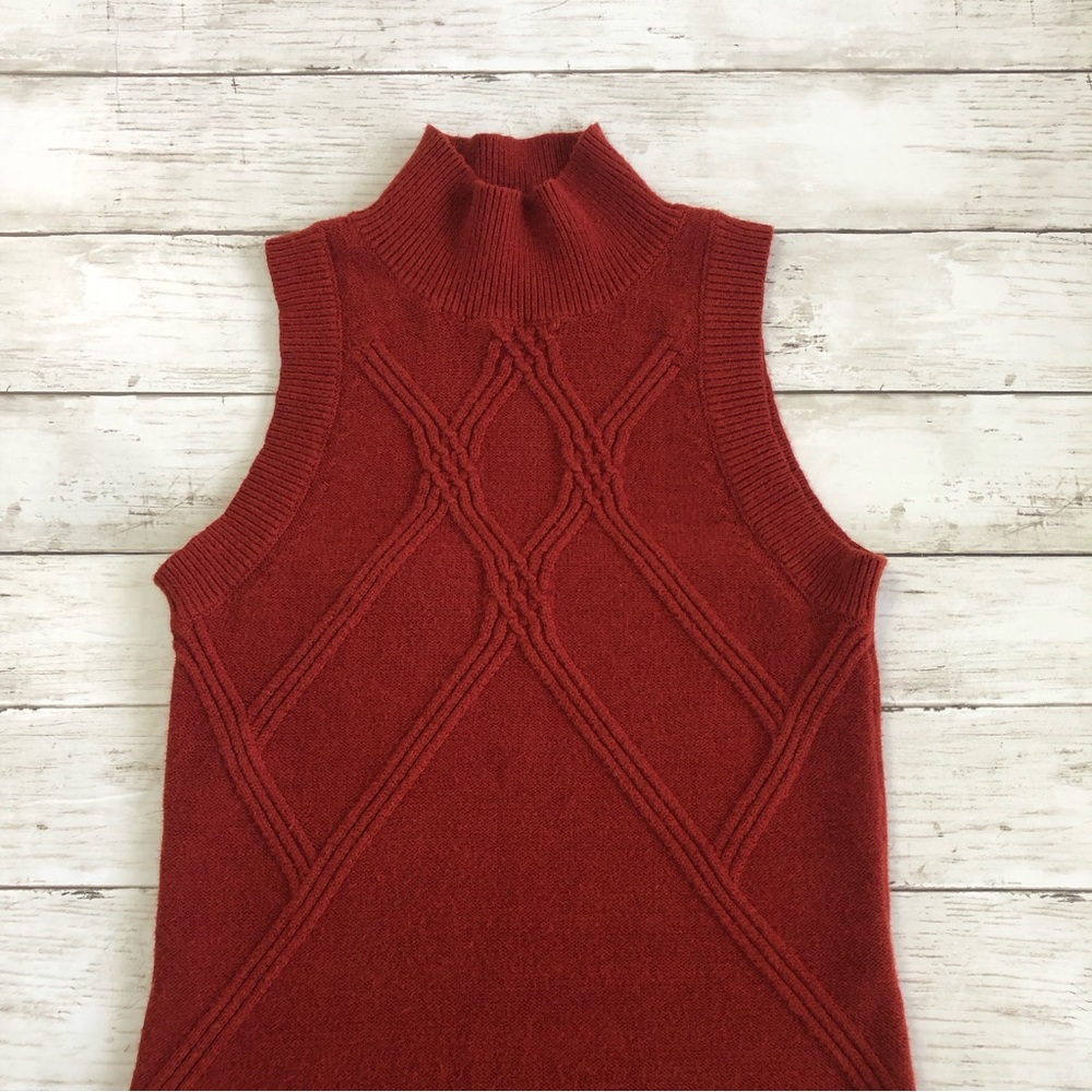 Ali & Jay Women Red Wood Mock Neck Sleeveless Knit Midi Dress Sz M View 3